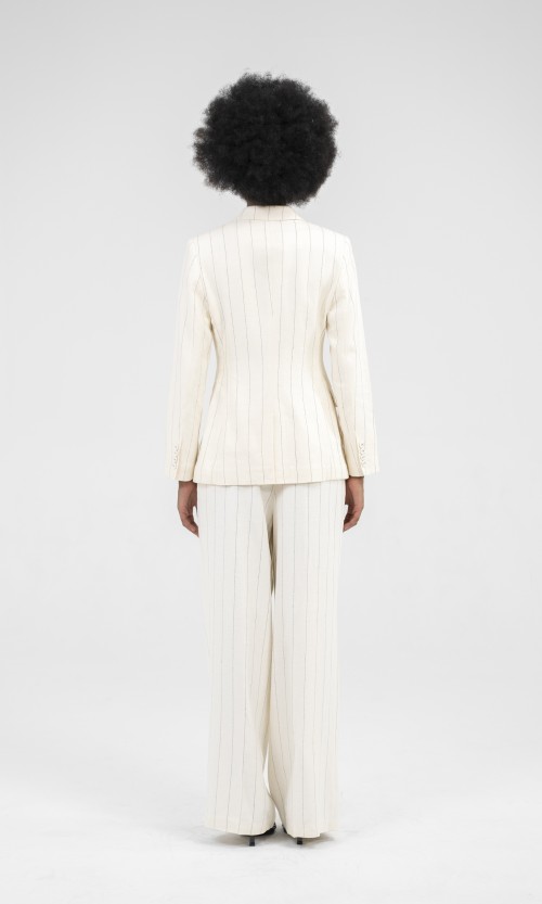 SIXDO Beige Stripe Linen Vest
